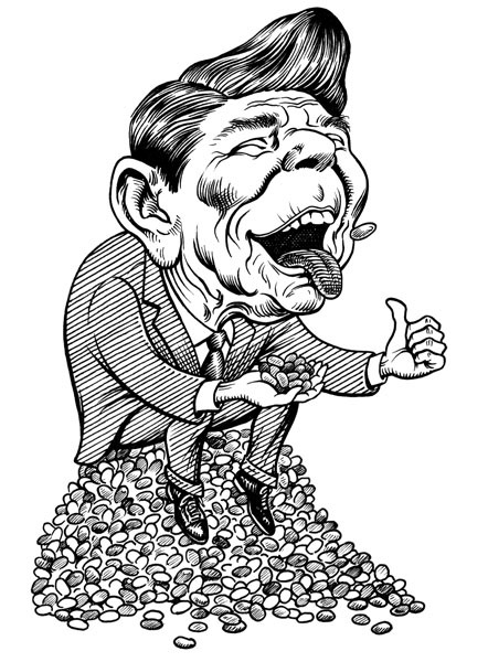Ronald Reagan caricature, jelly beans